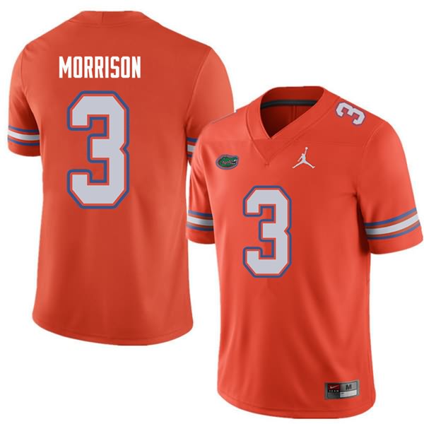 Men's NCAA Florida Gators Antonio Morrison #3 Stitched Authentic Jordan Brand Orange College Football Jersey TUK4165MR